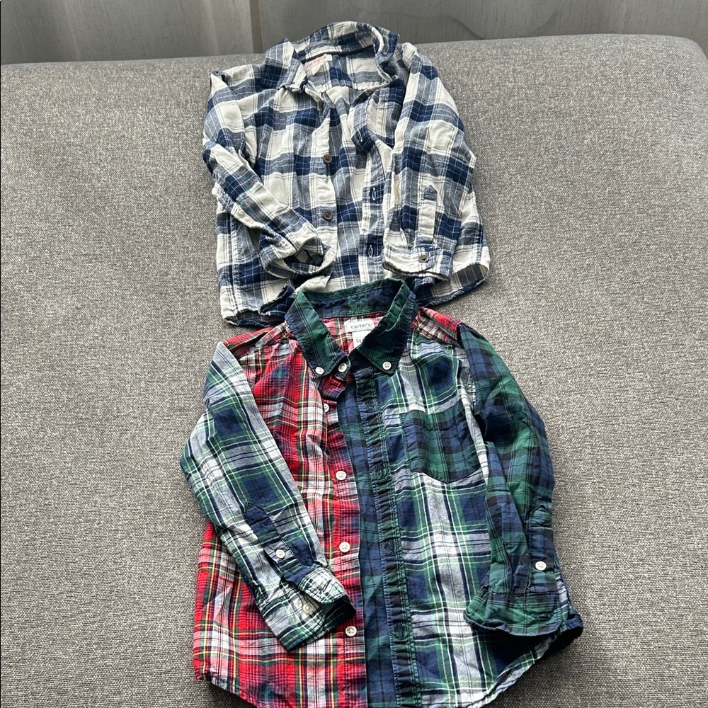 Carter's and Cat & Jack Blue and Red Plaid Kids Shirt Set